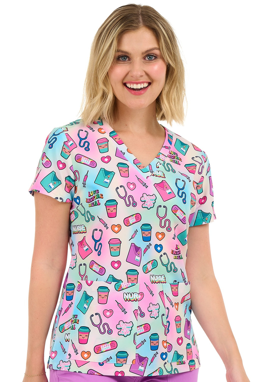 Zavate Audrey Scrub Top in Print Pattern Scrub Life at Parker's Clothing & Scrubs.