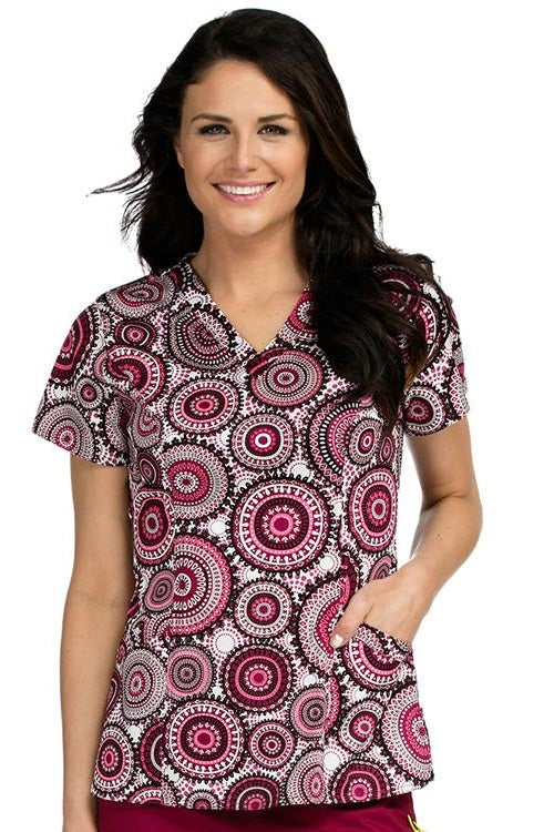 Med Couture Peaches Ivy Mosaic Medallions Print Tops at Parker's Clothing & Scrubs.