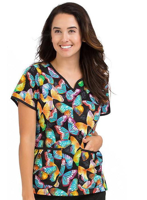 Med Couture Burst of Color Print Tops at Parker's Clothing & Scrubs.