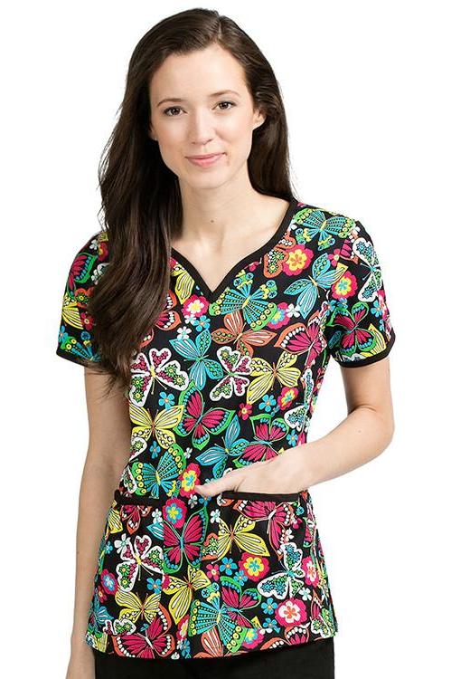 Med Couture Burst of Color Print Tops at Parker's Clothing & Scrubs.
