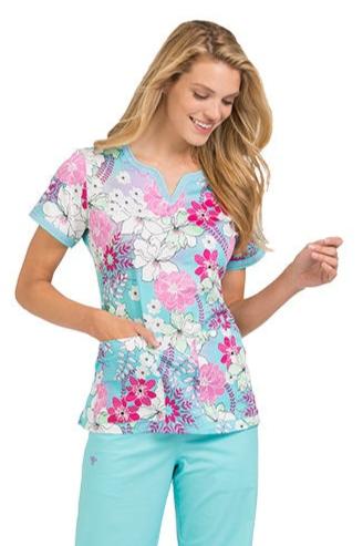 Med Couture Full Bloom Print Tops at Parker's Clothing & Scrubs.