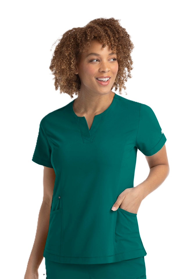 IRG Scrub Top EPIC Notched Crew Neck 4802 in hunter green at Parker's Clothing & Scrubs and online at parkersclothing.com.