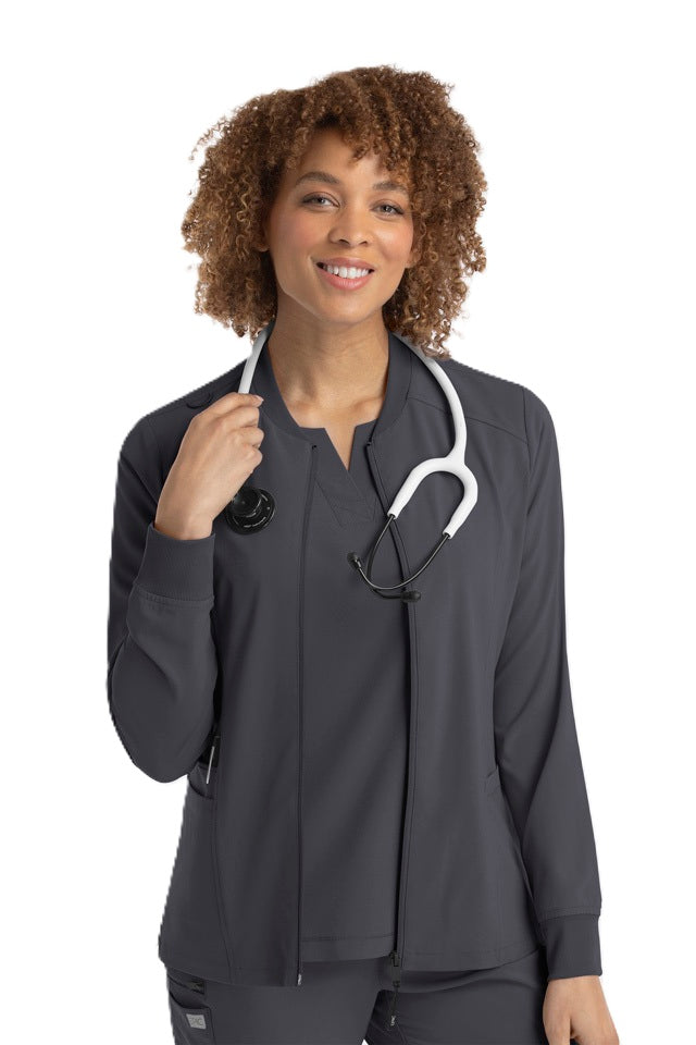 IRG Scrub Jacket EPIC Zipper Front 4812 in pewter at Parker's Clothing & Scrubs.