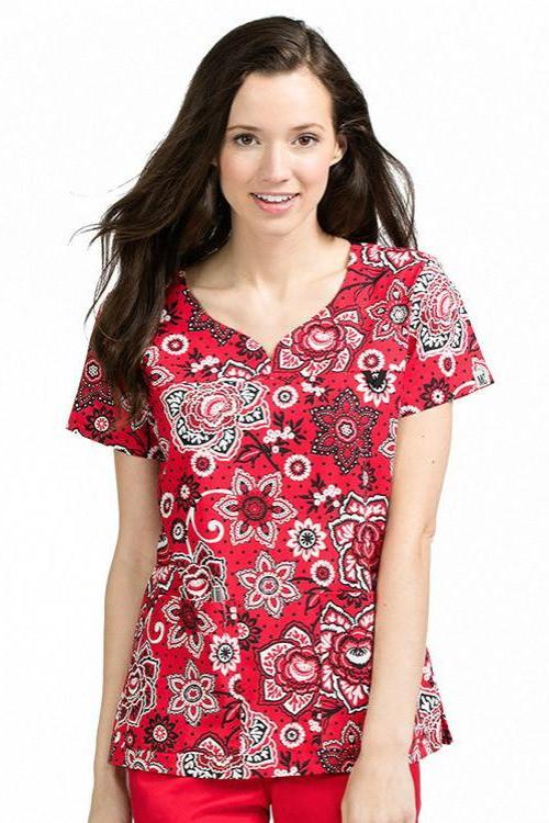 Med Couture Lexi Budding Budding Romance Print Tops at Parker's Clothing & Scrubs.