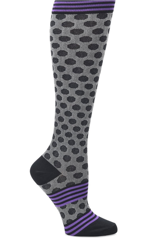 Comfortiva Compression Socks in pattern Sporty Dot Black with 12 - 14 mmHg graduated compression at Parker's Clothing & Scrubs.