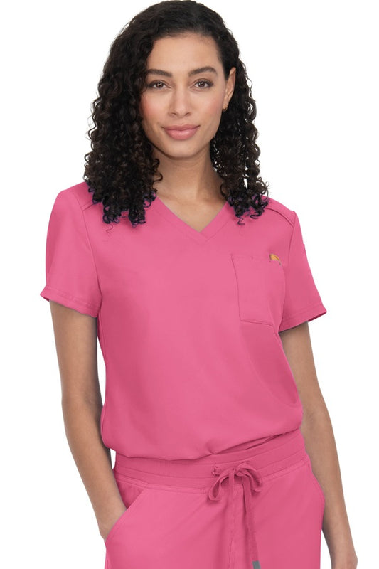 koi C100 Scrub Top Cureology Aura in Carnation Pink at Parker's Clothing & Scrubs.