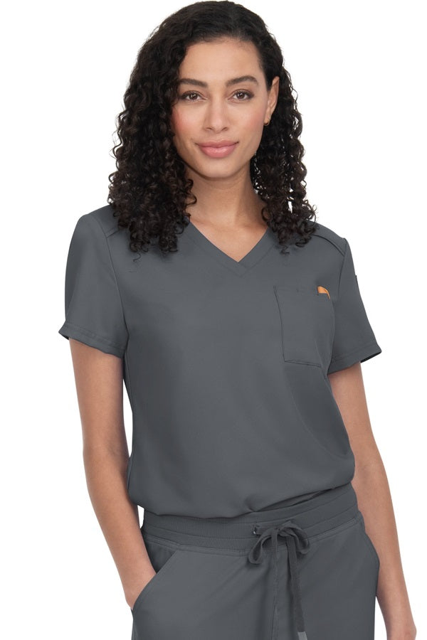 koi Scrub Top Cureology Aura in Pewter at Parker's Clothing & Scrubs.