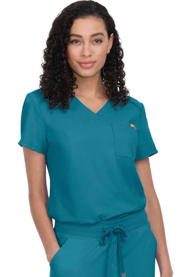 koi Scrub Top Cureology Aura in Teal at Parker's Clothing & Scrubs.