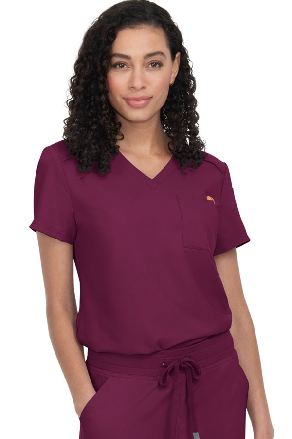 koi Scrub Top Cureology Aura in Wine at Parker's Clothing & Scrubs.