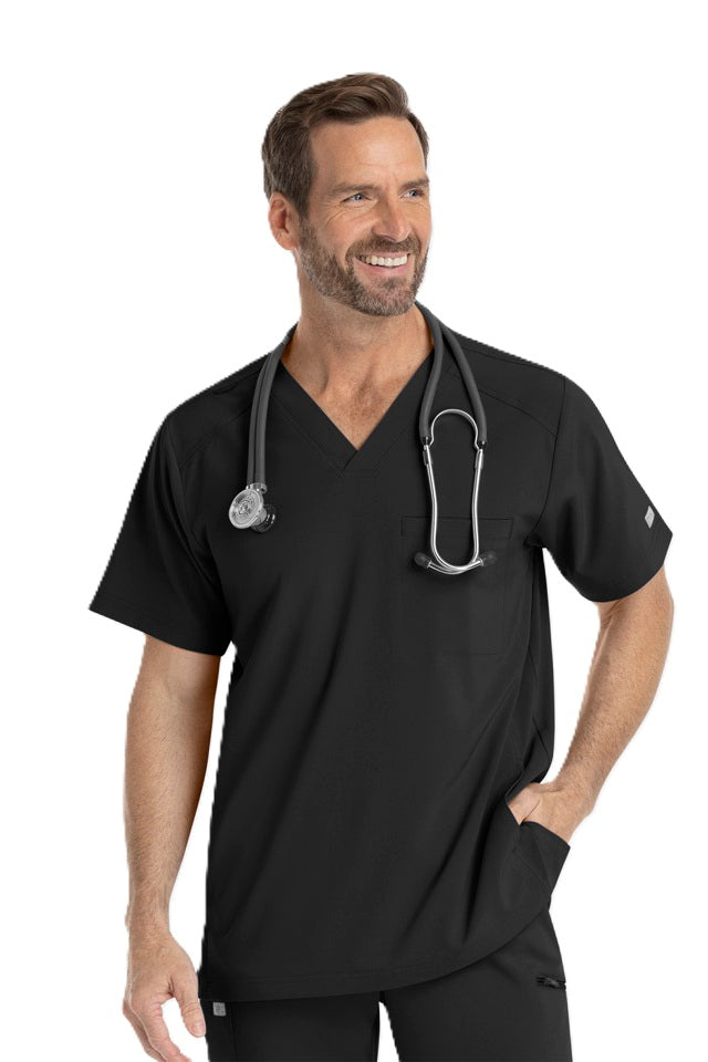 IRG EPIC Men's Scrub Top 4851 in black at Parker's Clothing & Scrubs and online at parkersclothing.com.
