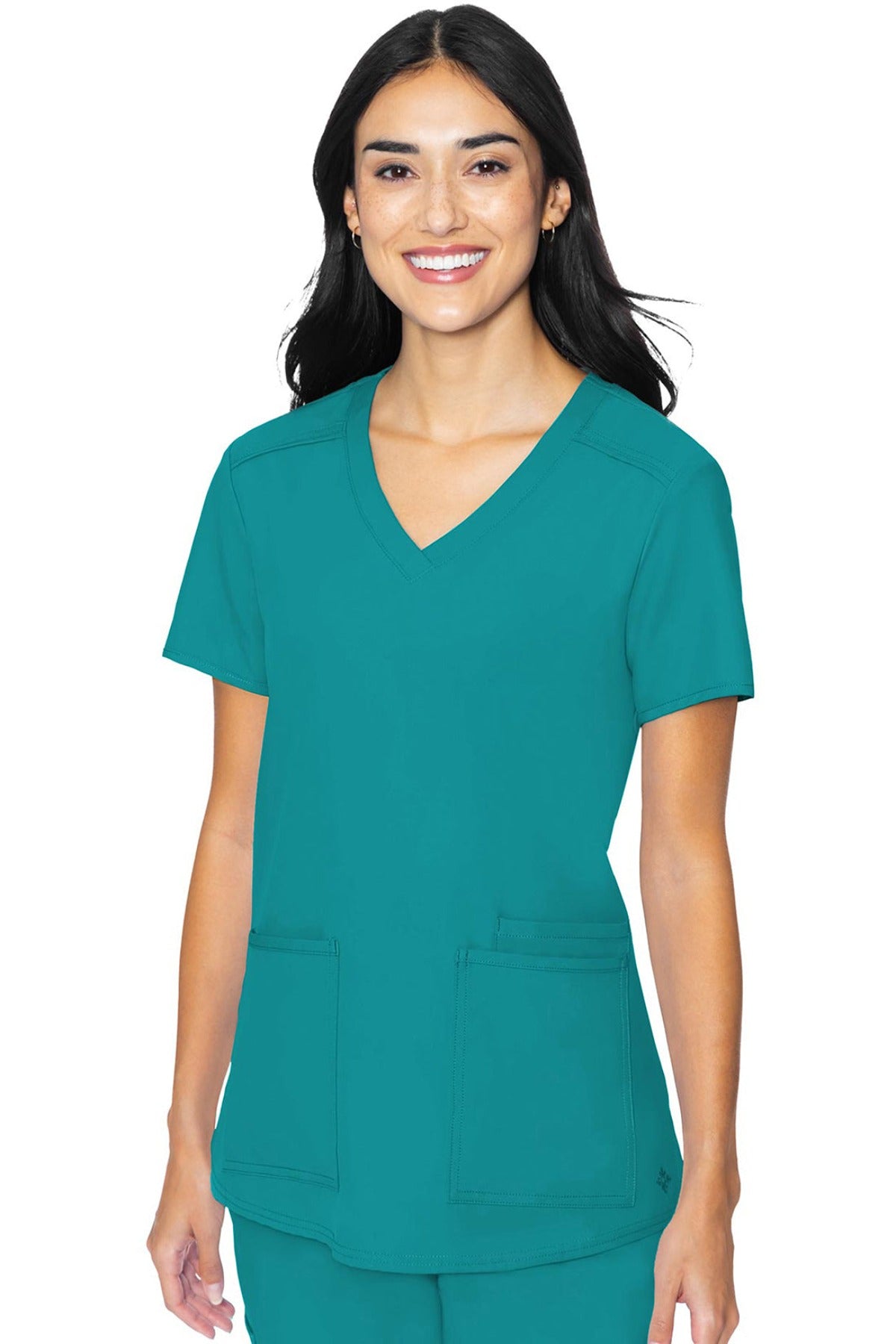 Med Couture Scrub Top Insight Classic V-Neck 3 Pocket in Teal at Parker's Clothing & Scrubs.