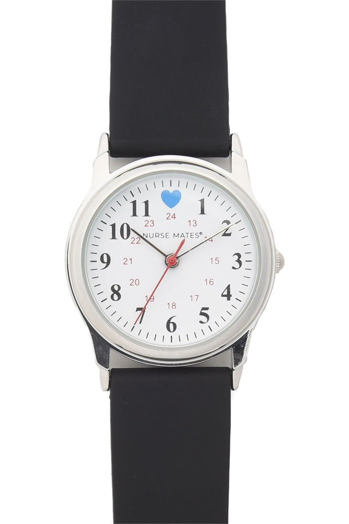 Nurse Mates Watch Analog With Second Hand Basic Military With Black Band and 1.25" at Parker's Clothing & Scrubs.
