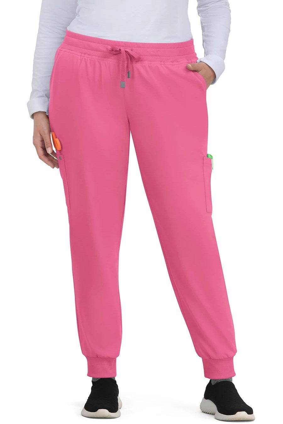 koi Scrub Pants Cureology Pulse Jogger in Carnation at Parker's Clothing & Scrubs.