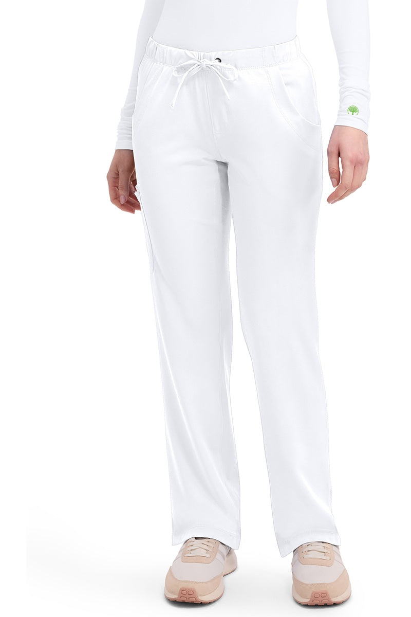 Healing Hands HH Works Rebecca 9560 women's cargo scrub pants in white with 4-way stretch and elastic waist