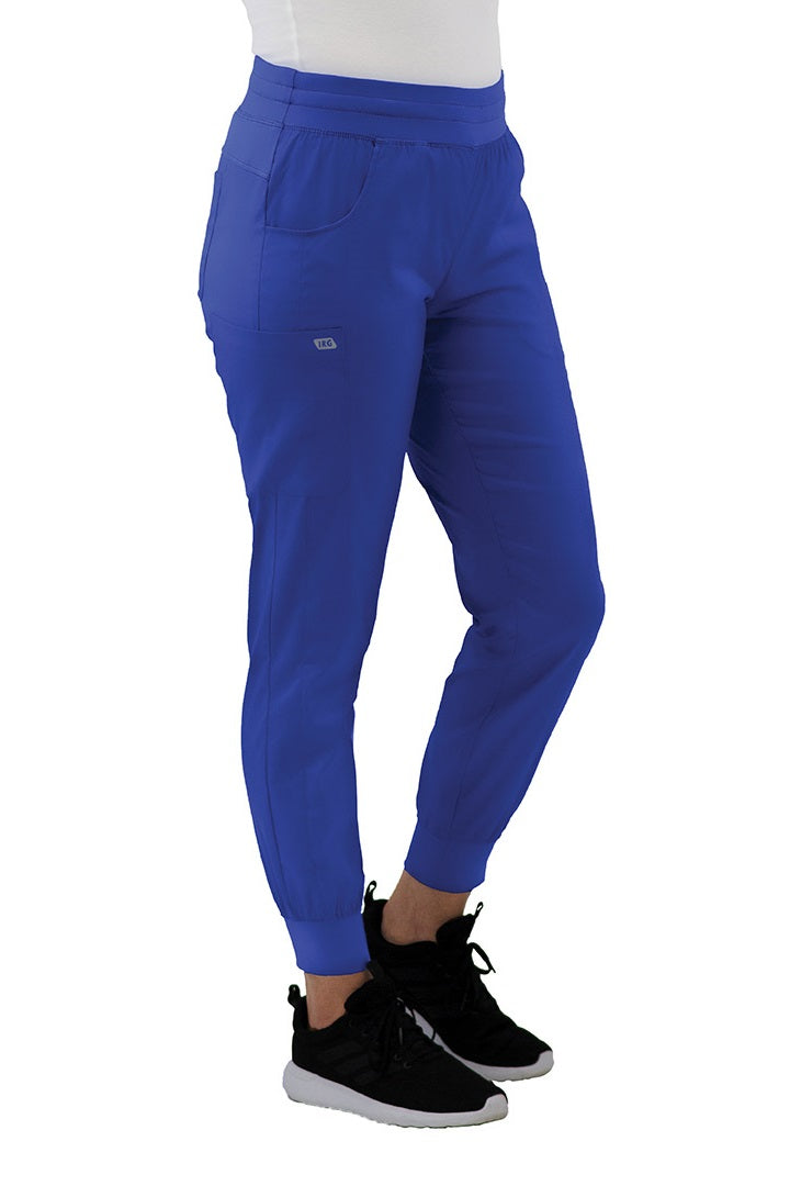 IRG Edge 6803 jogger scrub pants in royal blue - easy-care healthcare scrubs with flexible waist and modern jogger silhouette for active professionals.