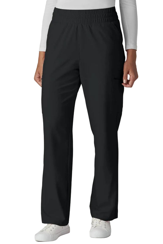 koi C702 Cureology Saylor Scrub Pants with 8 pockets, high-rise fit, and relaxed wide leg in Black.