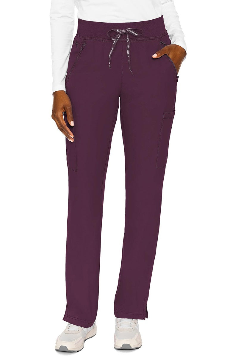 Med Couture Insight 2702 scrub pants in wine burgundy with zipper pockets and premium stretch fabric for all-day comfort