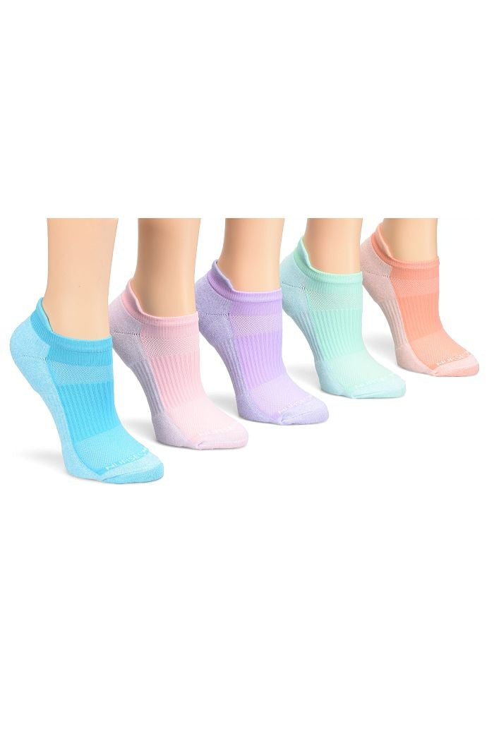 Nurse Mates compression anklet socks 5-pack in soft pastel colors - 15mmHg graduated compression with antimicrobial treatment for healthcare professionals, medical assistants, and nurses.