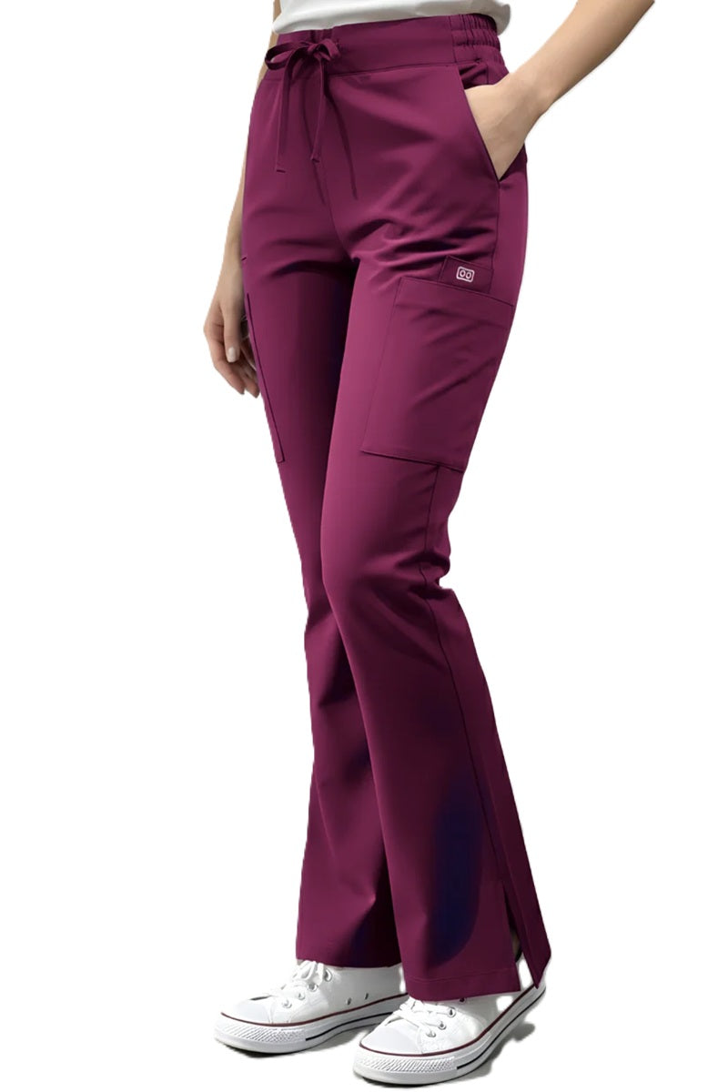 Astro Orla 2123 Women's Mini Flare Leg Scrub Pants in Wine