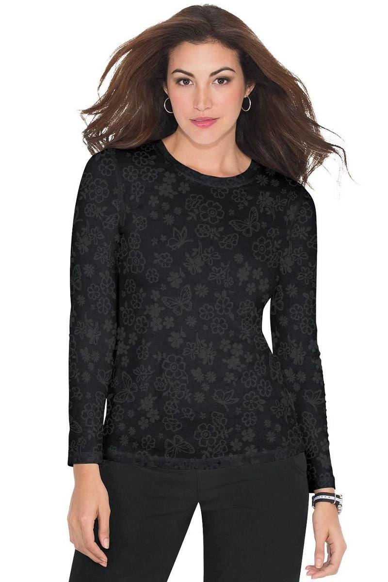 koi Scrub Top Tee Presley Burnout in Black at Parker's Clothing & Scrubs.