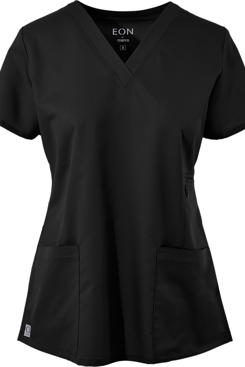 Maevn Scrub Top Eon V-Neck in Black 1708 at Parker's Clothing & Scrubs.