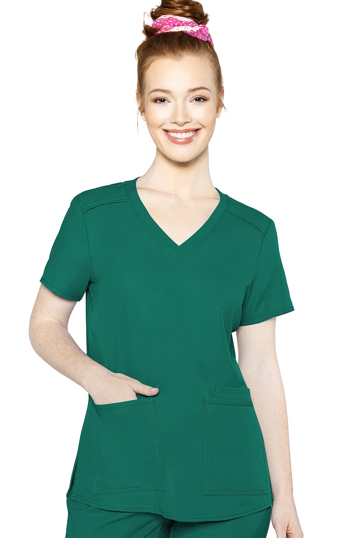 Med Couture Scrub Top Insight Classic V-Neck 3 Pocket in Hunter at Parker's Clothing & Scrubs.