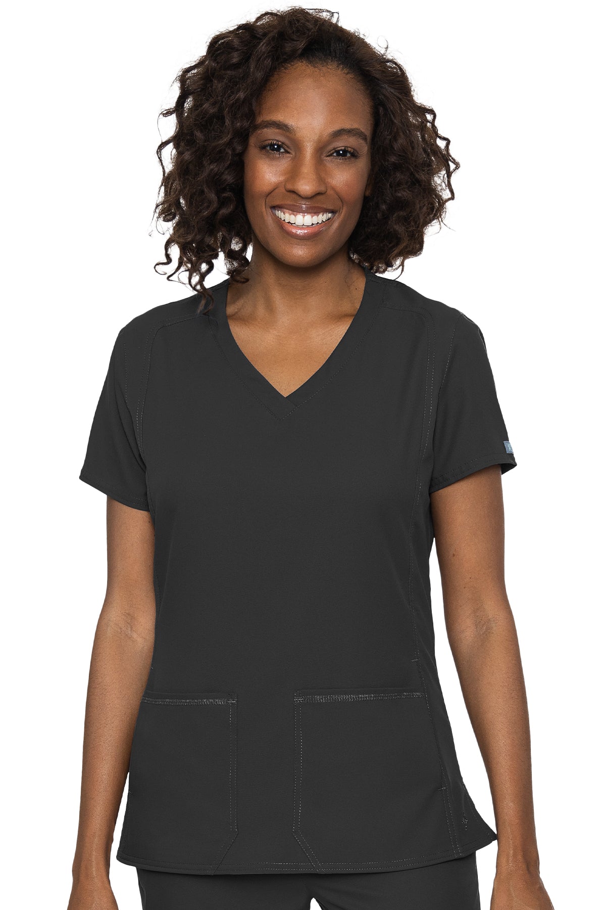 Med Couture Scrub Top Insight Classic V-Neck Side Pocket in Black at Parker's Clothing & Scrubs.
