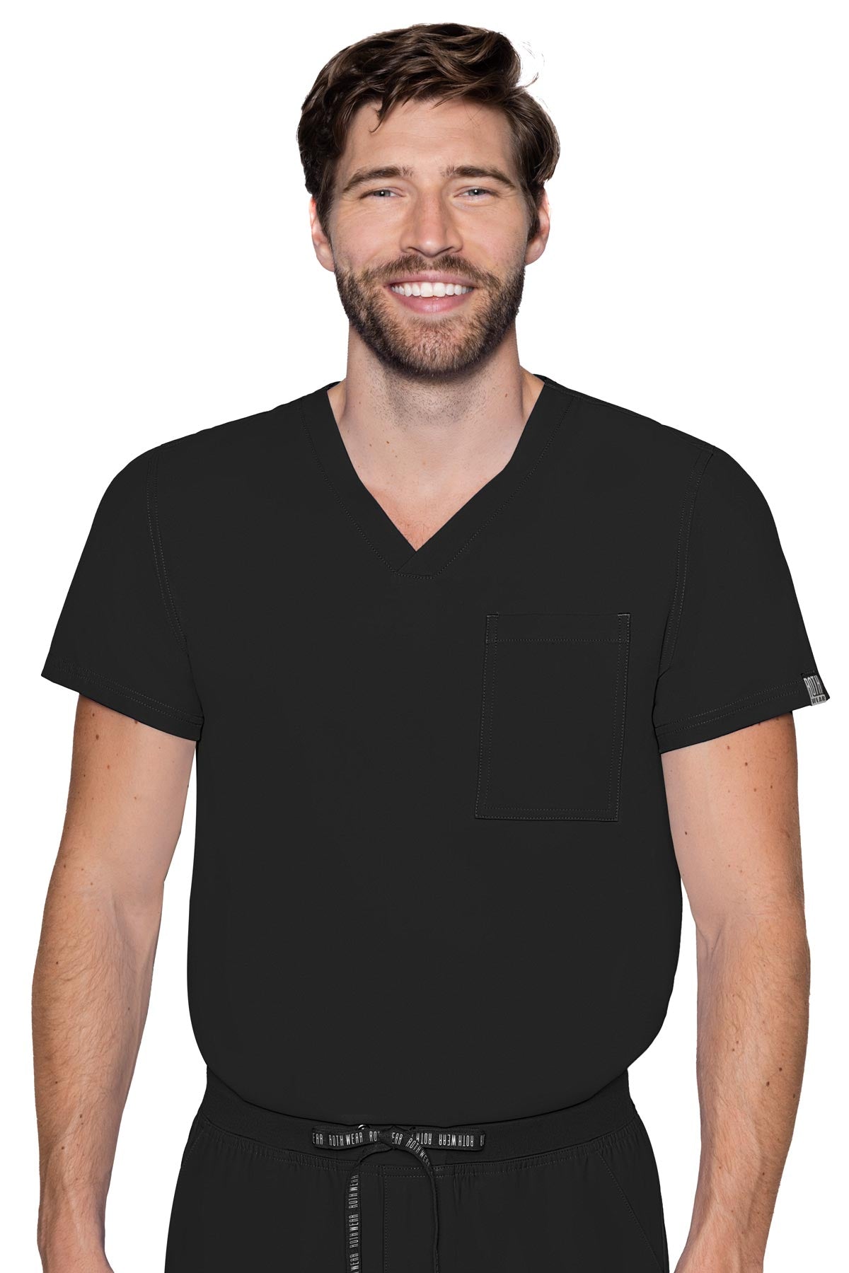 Med Couture Men's Scrub Top RothWear Insight in black at Parker's Clothing & Scrubs.