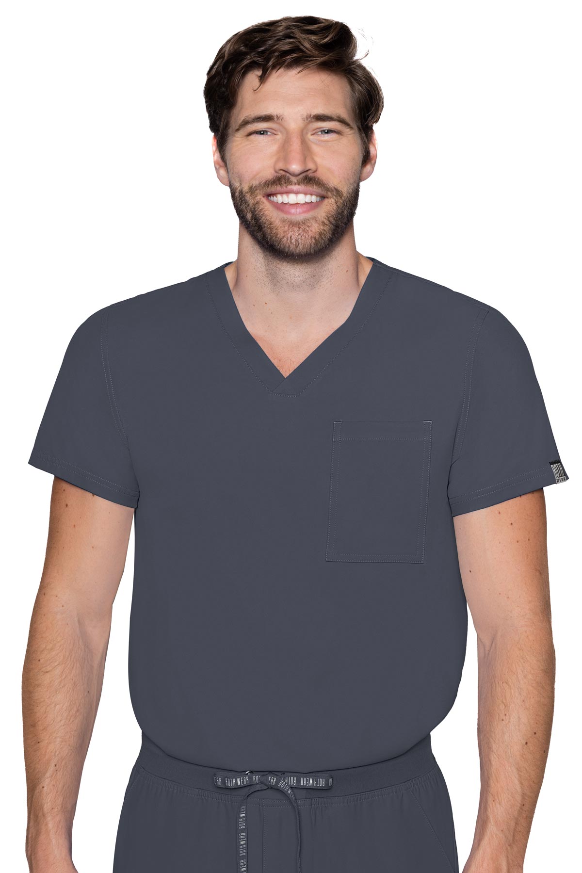 Med Couture Men's Scrub Top RothWear Insight in pewter at Parker's Clothing & Scrubs.