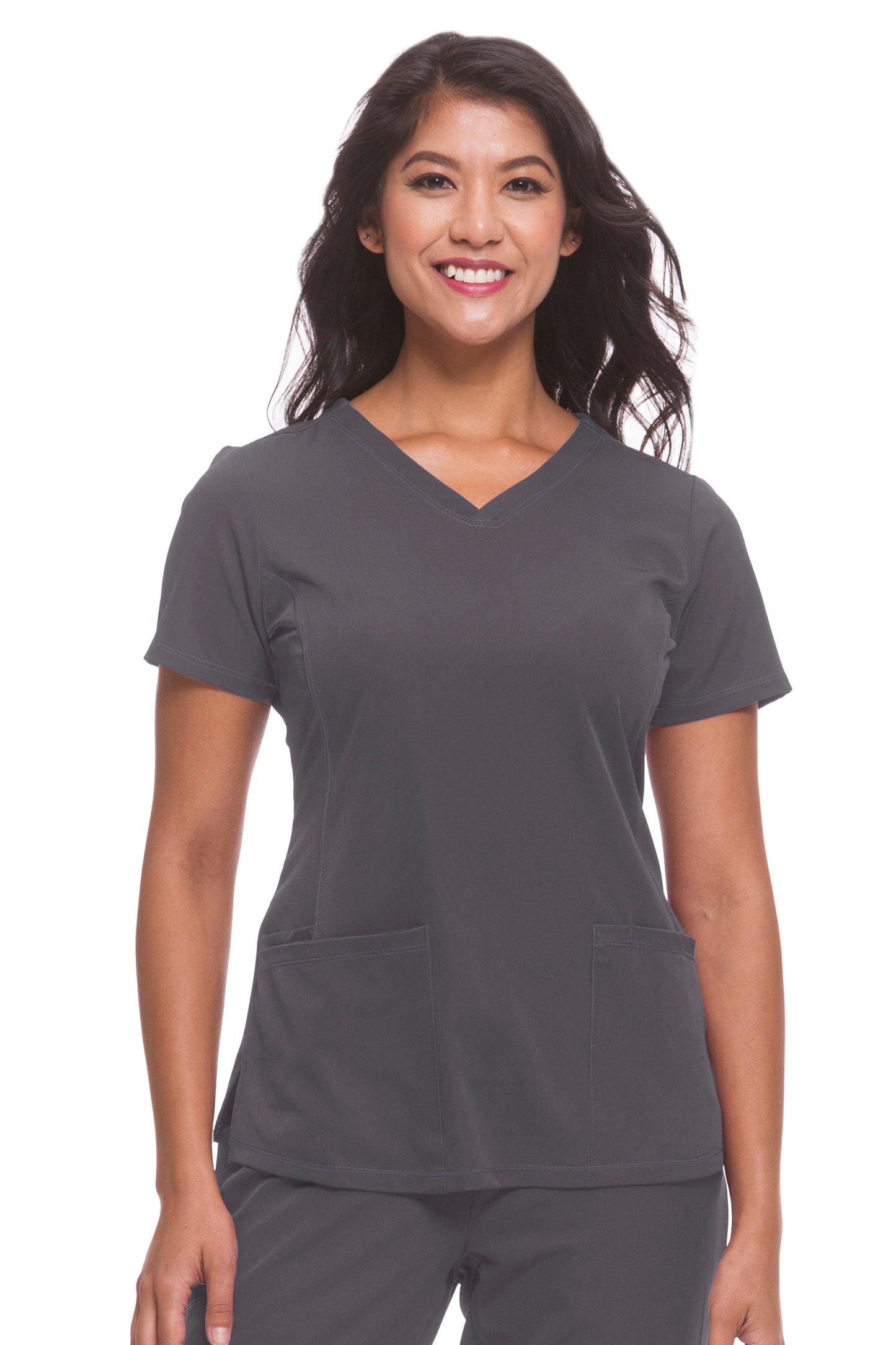Healing Hands HH Works Monica V-Neck Scrub Top in Pewter at Parker's Clothing and Shoes