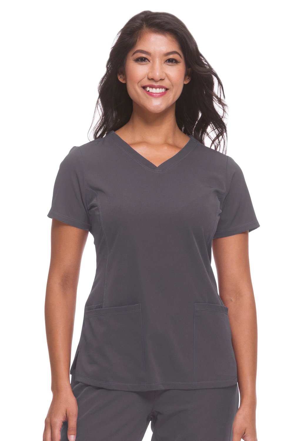 Healing Hands HH Works Monica V-Neck Scrub Top in Pewter at Parker's Clothing & Scrubs