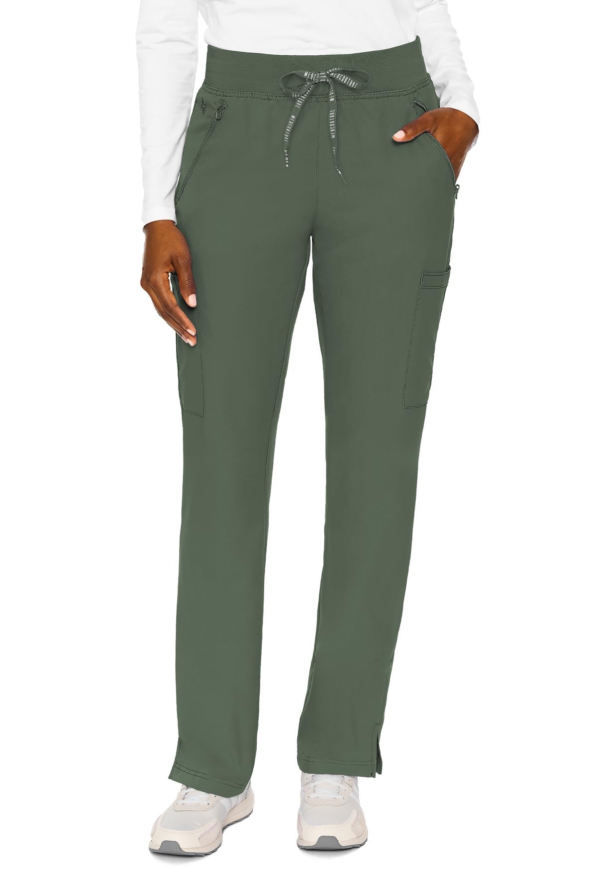 Med Couture Petite Scrub Pants Insight Zipper Pocket Pant in Olive at Parker's Clothing & Scrubs.