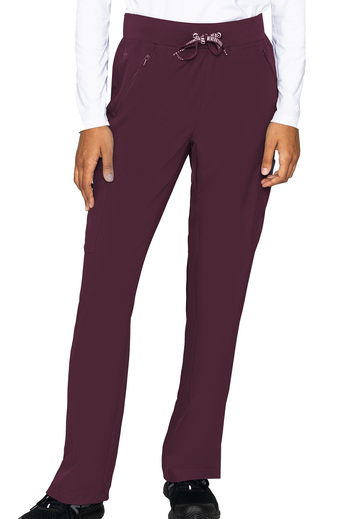 Med Couture Petite Scrub Pants Insight Zipper Pocket Pant in Wine at Parker's Clothing & Scrubs.