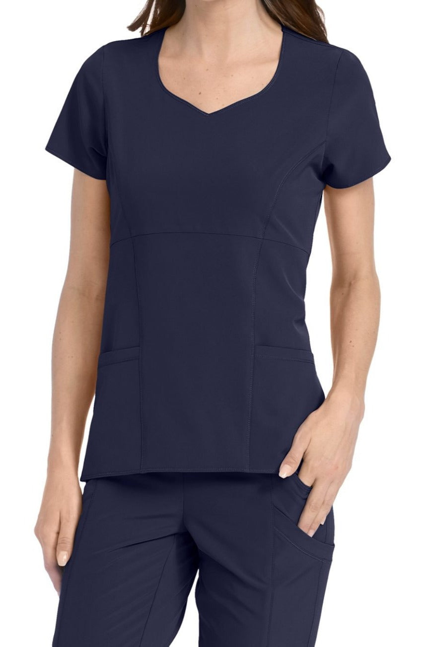 Med Couture Scrub Top 4-Ever Flex Polly in Navy at Parker's Clothing & Scrubs.