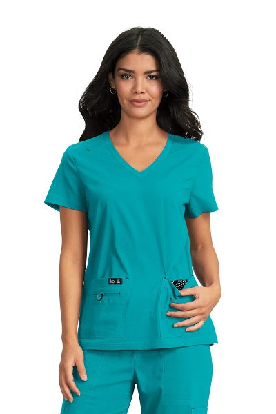 Koi Scrub Top Basics Becca V-neck in Teal At Parker's Clothing & Scrubs.