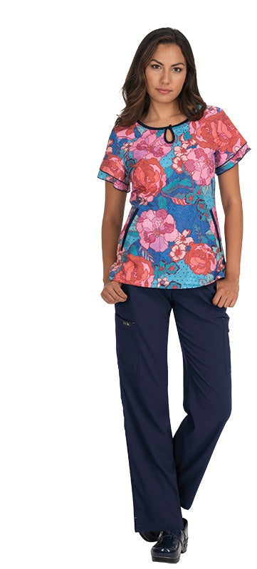 Koi Print Scrub Tops Plus Sizes Line Floral