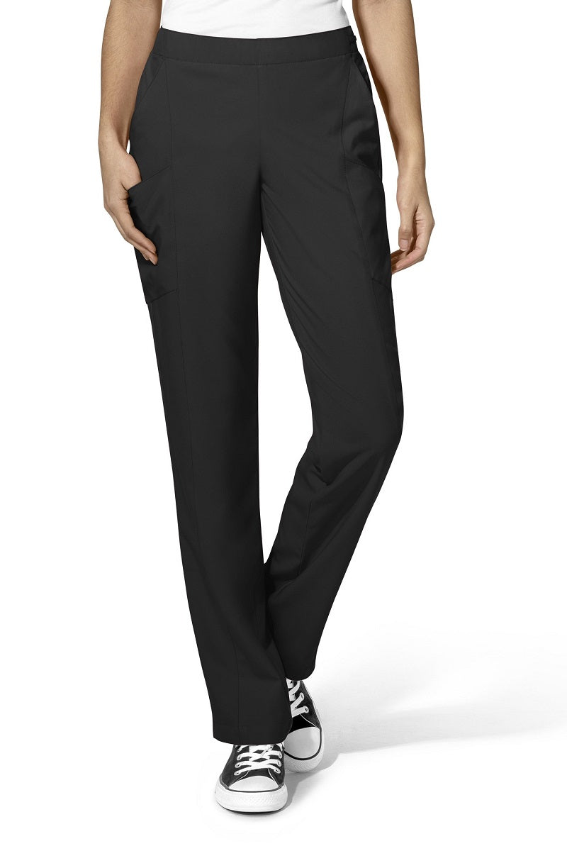 WonderWink Scrub Pants W123 Flat Front Double Cargo in Black at Parker's Clothing and Shoes.