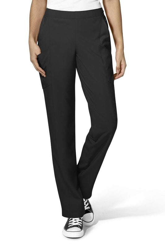 WonderWink Scrub Pants Petite W123 Flat Front Double Cargo in Black at Parker's Clothing and Shoes