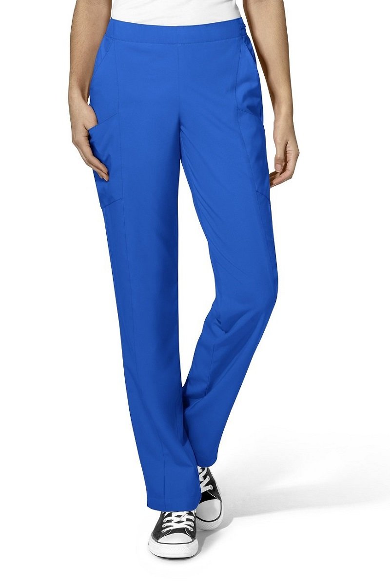 WonderWink Scrub Pants Petite W123 Flat Front Double Cargo in Royal at Parker's Clothing and Shoes
