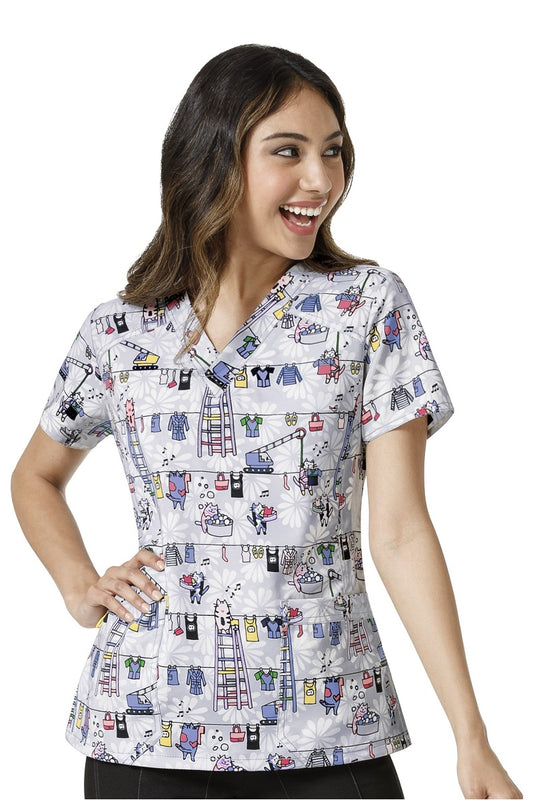 WonderWink Print Scrub Top Four-Stretch Top at Parker's Clothing and Shoes.