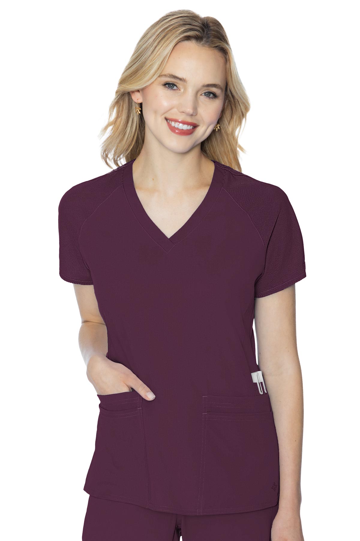Med Couture Scrub Top Touch Raglan Sleeve in wine at Parker's Clothing & Scrubs.