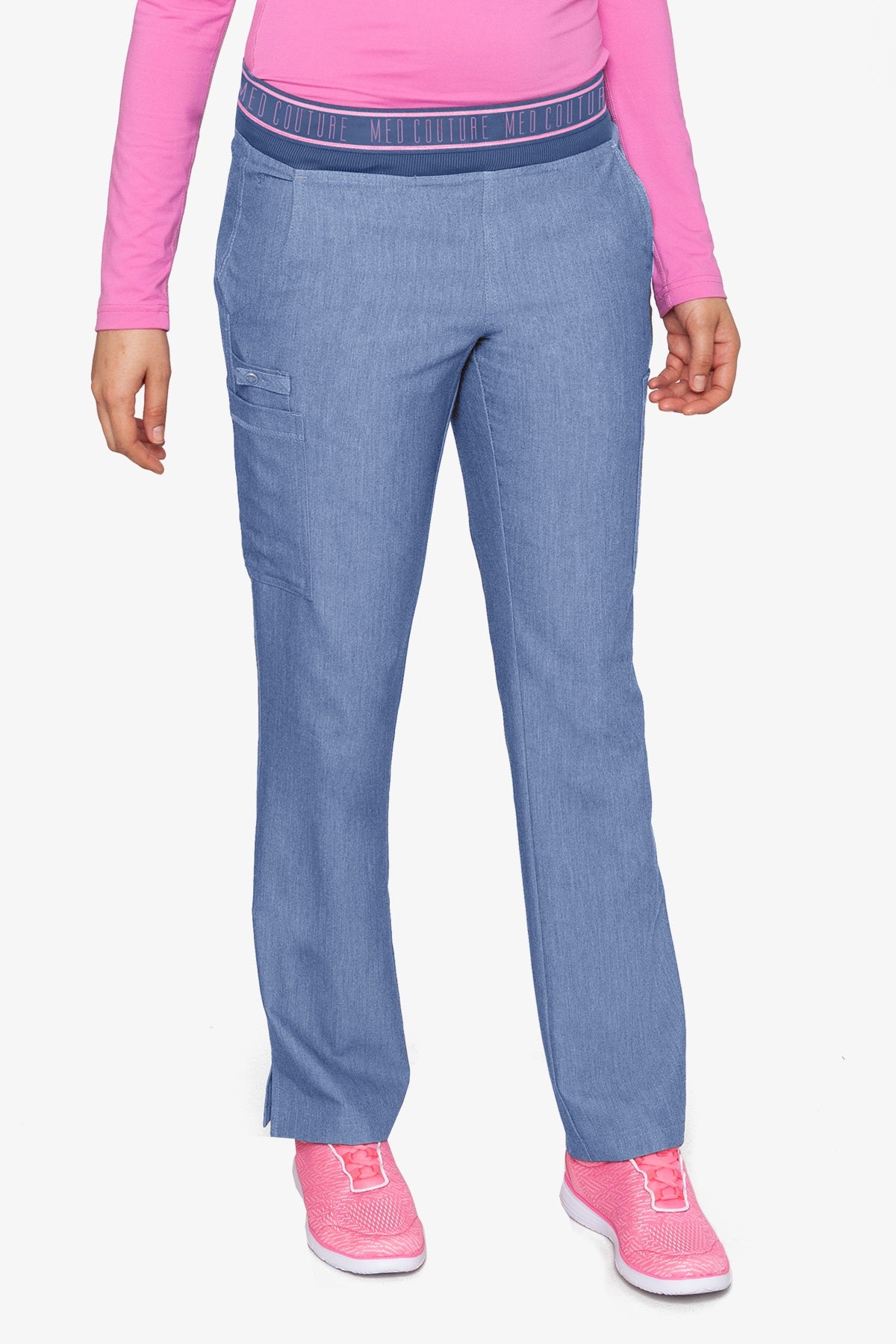 Med Couture Scrub Pants Touch Ally Yoga Pant in Blue Heather at Parker's Clothing & Scrubs.