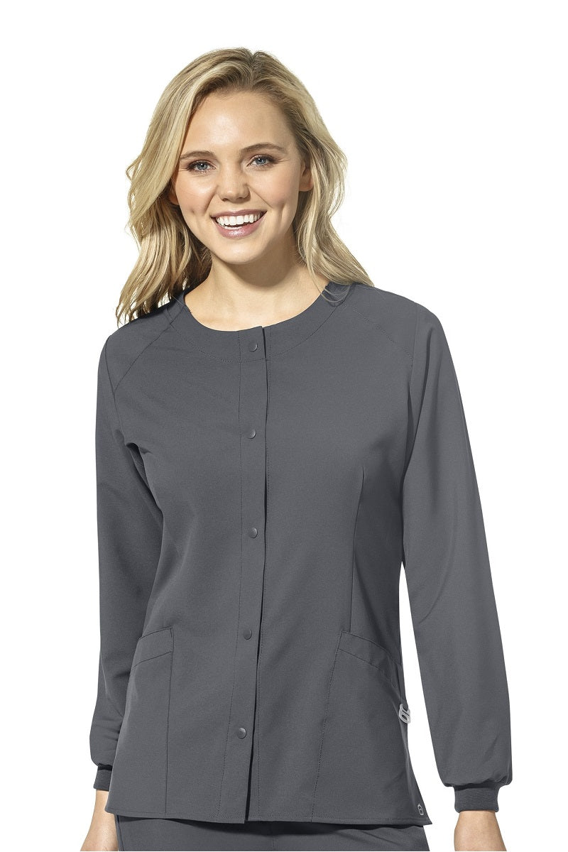 WonderWink W123 Crew Neck Warm Up Jacket 8155 in Pewter at Parker's Clothing & Scrubs.