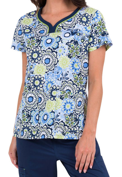 Med Couture Scrub Top Print Plus Sizes Floral Parade