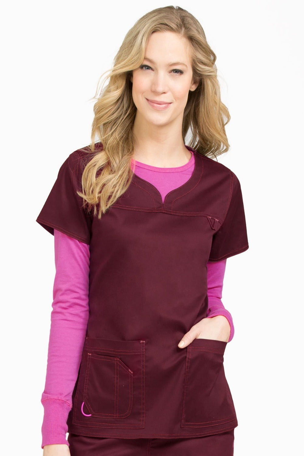 Med Couture Scrub Top MC2 Lexi in Wine at Parker's Clothing and Shoes