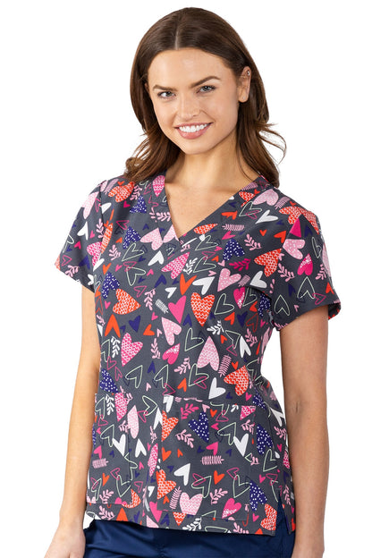 Med Couture Scrub Top Print Plus Sizes Falling Hearts