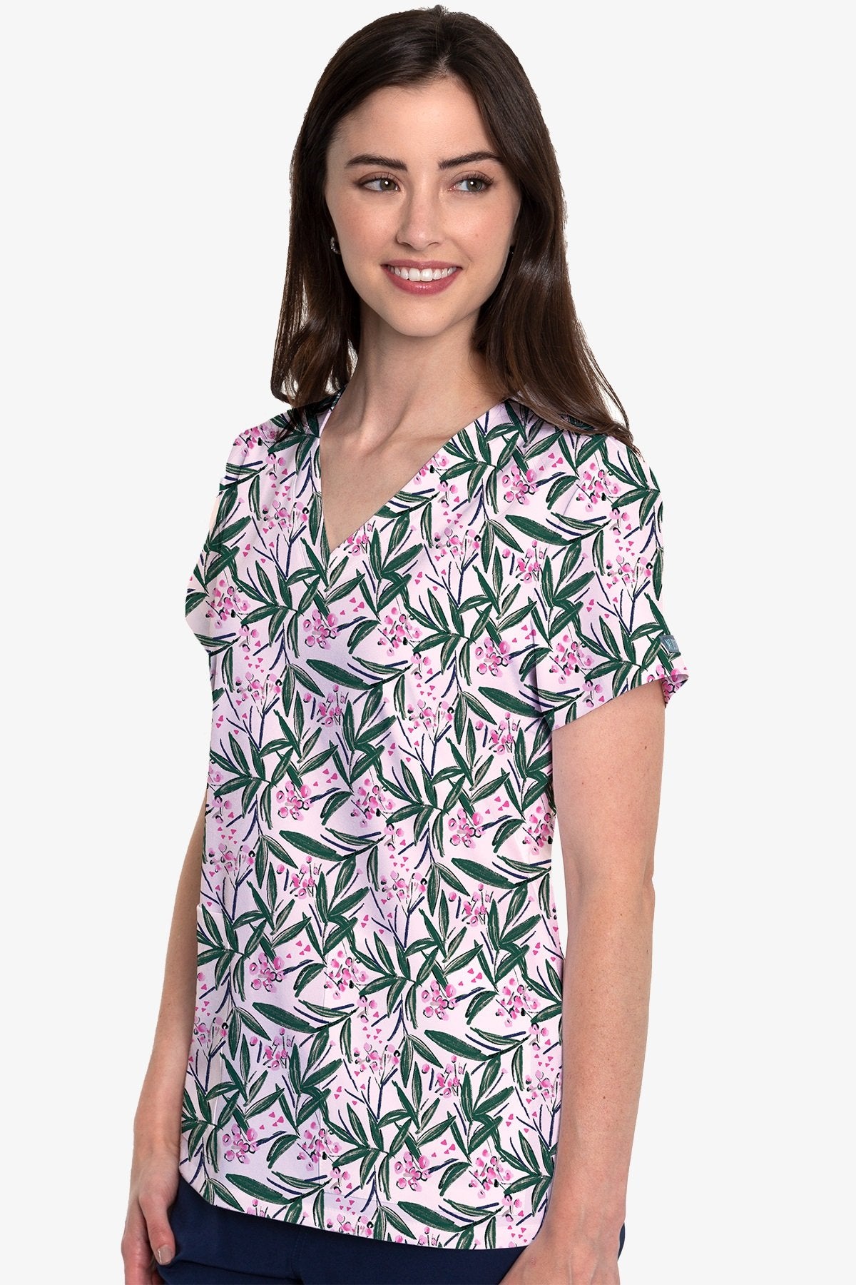 Med Couture Scrub Top Print Plus Sizes Palm