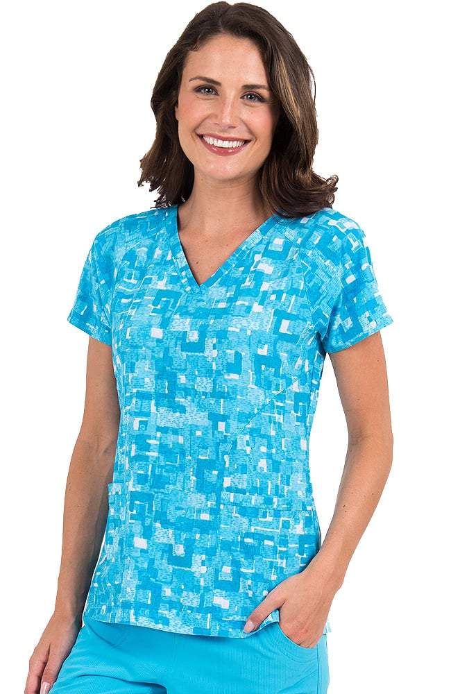 Med Couture Print Tops Paint Me Blue at Parker's Clothing & Scrubs.
