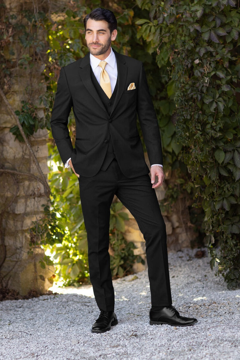 Jim's Formal Wear Tuxedos Diamond Collection Force Black Performance Stretch Suit at Parker's Clothing and Shoes.