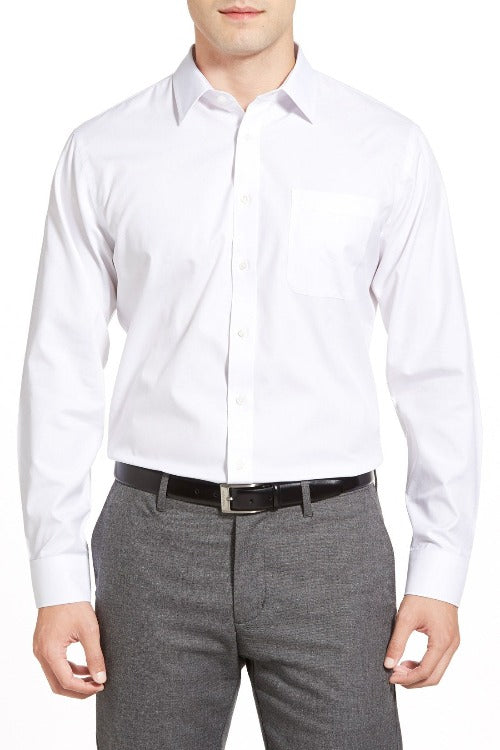 Thomas Dylan Spread Collar Dress Shirt Tall Man in white at Parker's Clothing & Scrubs.